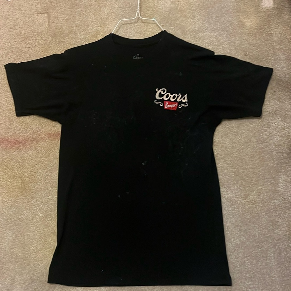 Men’s size small Coors banquet T-shirt, washed black color
